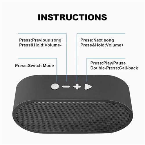 ZZOSRDR Bluetooth Speaker, Portable Wireless Speakers Bluetooth 5.3 Speaker with 3D Stereo HiFi Bass, 1200mAh Battery, 15 Hour Playtime, Support Bluetooth/U-Disk/TF Card — view 4