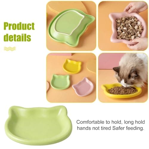 4-Pack Cat Bowls Set, Shallow Kitten Bowls, Low-Edge Wide Anti-Spill Whisker-Friendly Non-Slip Plastic Feeding Dishes for Indoor Cats — view 3