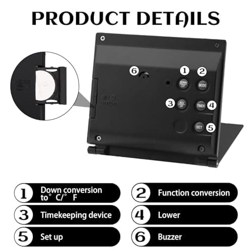 Digital LCD Travel Alarm Clock Small Folding Date Day Calendar Temperature — view 3