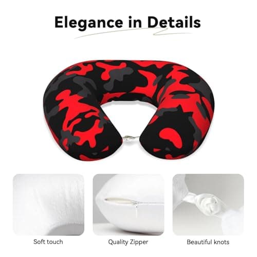 ZhRiYan Red Camo Memory Foam Travel Pillow - U-Shaped Neck Support, Perfect for Cars, Home Office, and Leisure Activities. — view 4