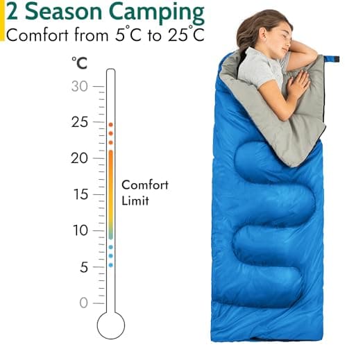 Trail Kids Sleeping Bag, Mini Envelope 200gsm, 2 Season Summer Spring Autumn, Boys, Girls, Outdoor Camping, Lightweight Compression Carry Bag, 160cm x 65cm — view 4
