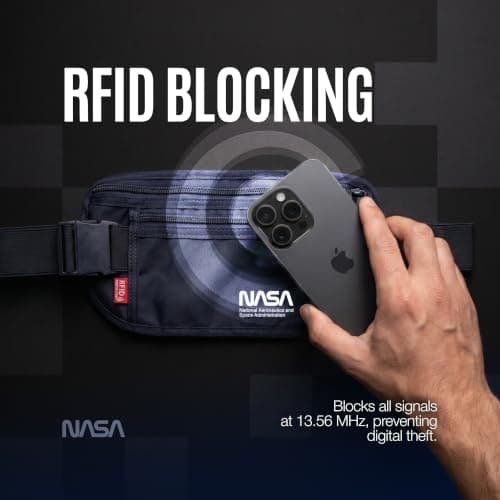 NASA Money Belt with RFID-Secured Passport Pouch (Lunar Grey) — view 2