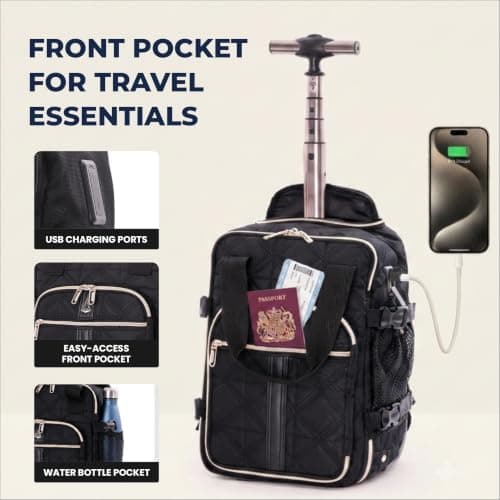 Aerolite Premium 40x30x20 Ryanair & Wizz Air 2 Wheel Trolley Backpack Bag — view 5