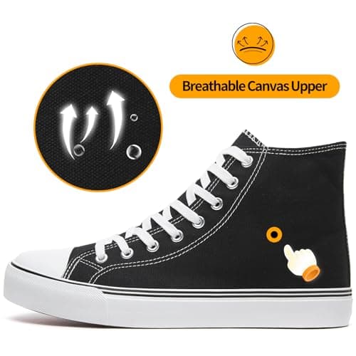 ZGR Men's High Top Canvas Sneakers Lace Up Classic Casual Walking Shoes, Black, 13 — view 4