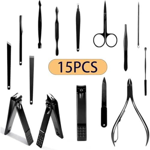 WUBAYI 15-Piece Manicure Set - Surgical Steel Nail Clippers & Pedicure Kit with Luxury Travel Case, Professional Manicure Set Grooming Tools — view 3