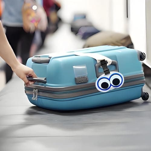 2PCS Luggage Tag for Suitcases, Funny Wiggle Eyes Suitcase Tags Silicone Secure Suitcase Labels for Travel, Baggage Name Labels Suitcases ID Tags Handbag Tag for Men Women Girls Boys, Pink/Blue — view 6