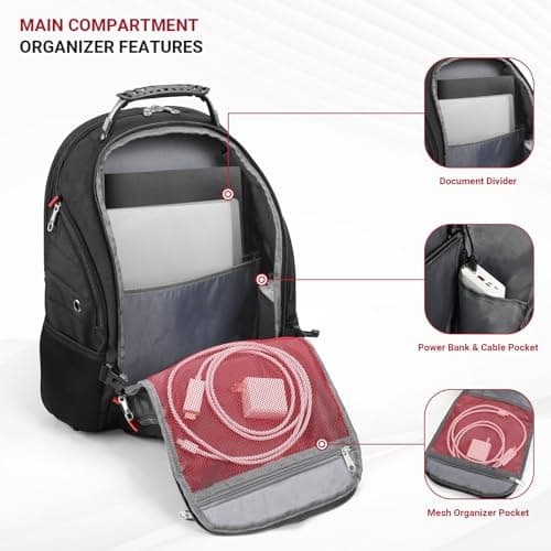 star cloud 17 Inch Travel Laptop Backpack,Business Tech Backpack with USB & Type-C Charging Port,180°TSA Friendly Travel College Work Backpack with Multiple Organizer Pockets for Men (17inch) — view 6