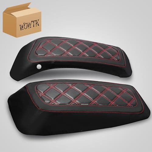ONETK WOWTK Hard Saddlebag Lid Bra/Covers for Harley Davidson 2014-2023 Touring Road Glide FLTRX Electra Glide FLHT Road King FLHR Street Glide FLHX and Tri Glide Models,w/Red Stitching — view 6
