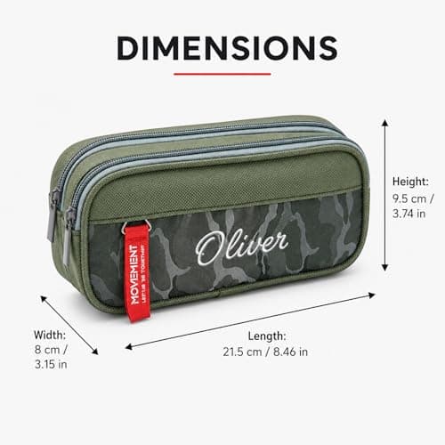 Pencil Case for Personalised Embroidered Name, Pencil Pouch, Camo Green Bag — view 4