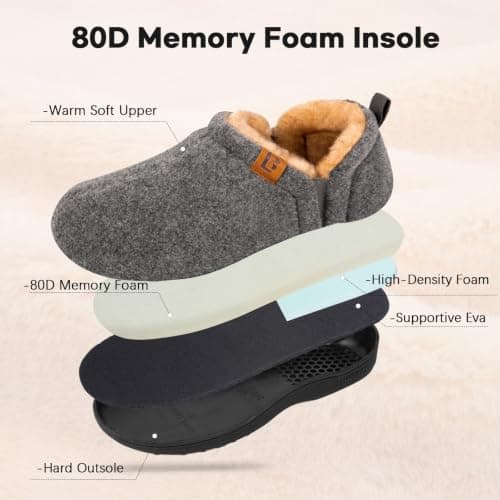 LongBay Men's Slippers Warm Memory Foam House Shoes Winter Gift Grey 6/7 UK — view 5