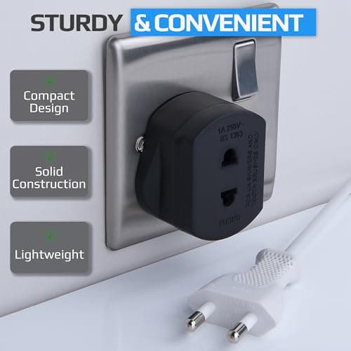 Toothbrush Adaptor Plug UK Charger Adapter Shaver Socket 2 Pin to 3 Pin Electric for Razor Plugs Bathroom Two to Three Prong Charging Tooth Brush Plugs Adapters Electrical Shaving (Black) — view 4