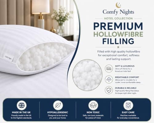Comfy Nights Pillow 8 Pack Hotel Quality Stripe Bed Pillows Hypoallergenic & Anti Dust Mite Resistant Firm Support Side Sleeper Bounce Back Pillow (Pack of 8) — view 5