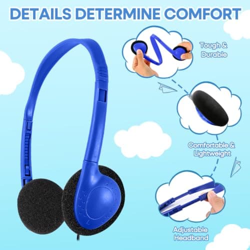 Type C Kids Headphones Bulk for School Classroom 20 Pack, Upgrade USB Type C Wired Headphones for Boys Girls Students Travel Learning Compatible with Tablet Smartphones Chromebook (Mixed Colors) — view 2