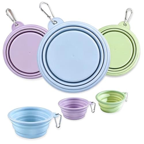 Collapsible Dog Bowls 3 Pack, Silicone Travel Bowls for Camping Hiking Home