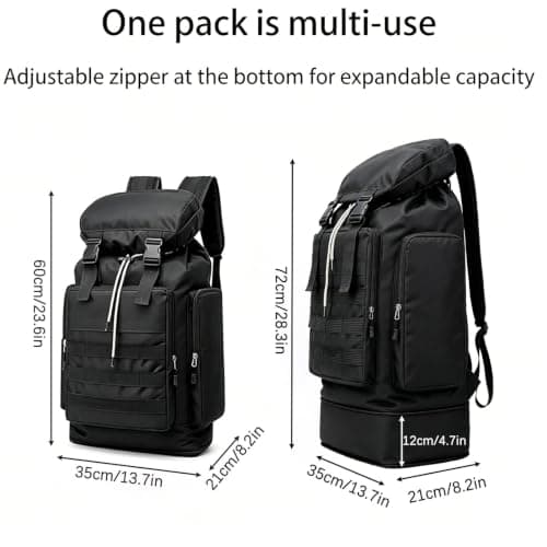 Lawaia Hiking Rucksack 70L Travel Waterproof Camping Bag Molle Backpack Tactical Package Large Survival Sports and Outdoor Expandable Weekend Festival Luggage Fishing for Men and Women — view 2