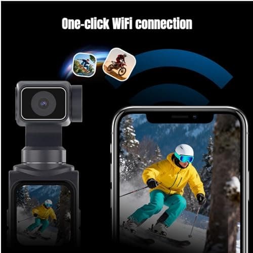 4K Handheld Vlogging Camera with WiFi, Outdoor Pocket Gimbal Camera, 330° Rotating Lens Handheld Video Camcorder, 64MP Fast Focusing Face Tracking, 3-Axis Stabilizer for Travel Vlog (Black, 128G) — view 4