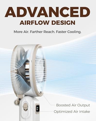 Diveblues Handheld Turbo Fan, 1–100 Speed Portable Fan with Strong Airflow, USB-C Rechargeable, 4-in-1 Personal Neck/Desk/Travel Fan, Lightweight Foldable Fan for Summer, Concerts & Outdoor Use — view 4