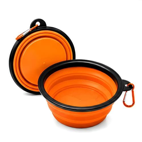 2Pcs Collapsible Silicone Travel Dog Bowl - Portable Pet Water & Food Dish with Carabiner Clip, Pet Water & Food Travel Dog Bowl, Collapsible Dog Bowl,Collapsible Dog Water Bowls for Cats Dog (Orange)
