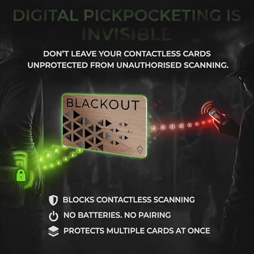 AKIELO Blackout RFID Blocking Card (2 Pack) – Eco Friendly Wooden Anti Theft Credit Card Protector – Ultimate Bank Card Blocker for Contactless Cards and Wallet Protection (Wood Edition - 2 Pack) — view 2