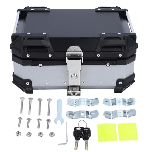 Brrnoo Motorcycle Tail Bag, Motorcycle Luggage Box with Removable Base and Liner Tail Box Top Case 28L Large Capacity Shockproof Replacement (Silver) — view 6