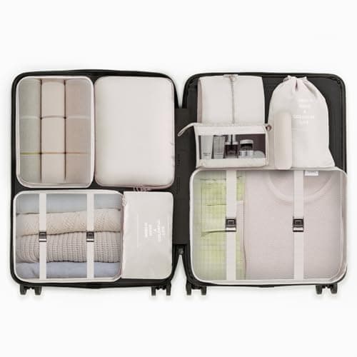 Jsdoin Packing Cubes for Suitcase,11 PCS Travel Luggage Packing Cubes for Backpack, Waterproof Essentials Suitcase Organiser Bags, Travel Accessories (Beige) — view 4