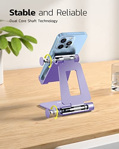 Nulaxy Adjustable Phone Stand for Desk, Foldable Mobile Phone Holder Dock Compatible with iPhone 16 15 14 13 12 11 Pro Max Xs Xr X 8, HUAWEI, Galaxy, All Smartphones - Purple — view 4