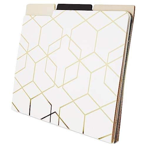 Decorative File Folders, 1/3 Cut Tab, Letter Size, Gold Foil Geometric (12 Pack) — view 4