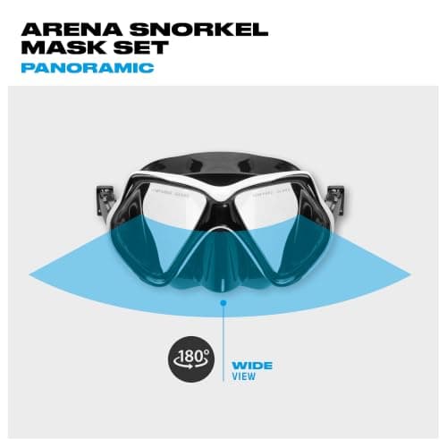arena Panoramic Mask and Mouthpiece Set for Adults, Unisex Snorkeling Mask, Panoramic Mask with Wide Field of View, Snorkel Set Adults with Anti-Leak Technology, Hypoallergenic Silicone — view 4