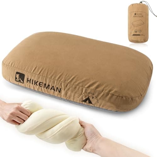 HIKEMAN Camping Memory Foam Pillow - Ultralight Travel Pillow Neck Support Pillow,Soft Ergonomic Sleeping Pillows for Camping,Car,Beach,Office (Brown)