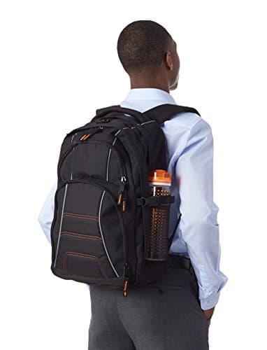 Amazon Basics Laptop Computer Backpack with padded shoulder straps and Organizational compartments for pens, keys, cellphone, Fits up to 17 inch/43 cm laptop (Black) — view 6