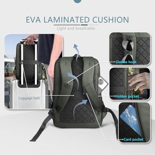 HEROIC KNIGHT Laptop Backpack for Men, 15.6 Inch Business Rucksack-Green — view 5