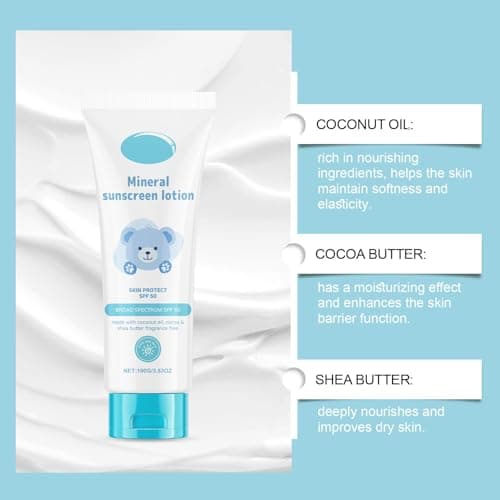 Mineral Sunscreen Lotion SPF 50 for Sensitive Skin - Broad Spectrum Sunblock Cream with Natural Ingredients, Daily Sun Protection for Adults and, Travel Size 100g, Fragrance-Free, Water-Resistant — view 2