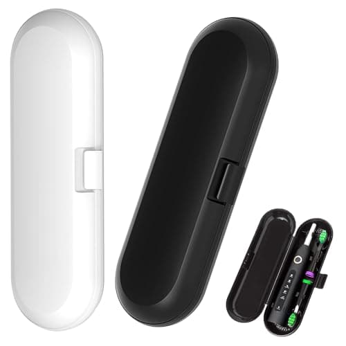 Elegance-go Universal Electric Toothbrush Travel Case, 2 Pieces Plastic Travel Toothbrush Case Electric Toothbrush Case Container, Black, White, Modern Minimalist