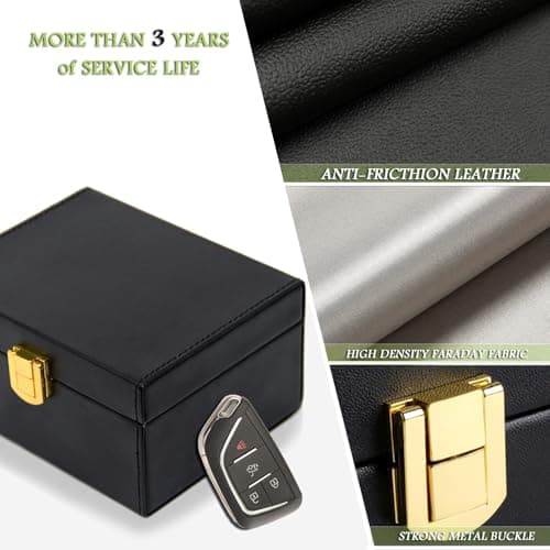 Faraday Box & 2 Pack Faraday Pouch for Car Keys,Small Faraday Bag for Key Fob Protector,Anti-theft Car Key Signal Blocker Box for Keyless Entry — view 4