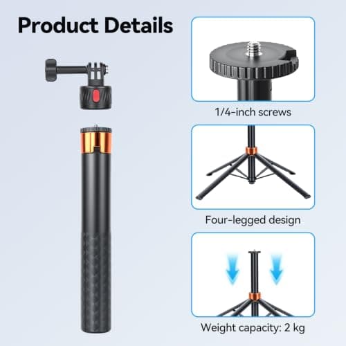 UTEBIT 59''/150cm Selfie Stick Tripod, Extendable Camera Stand With 4 Legs — view 5