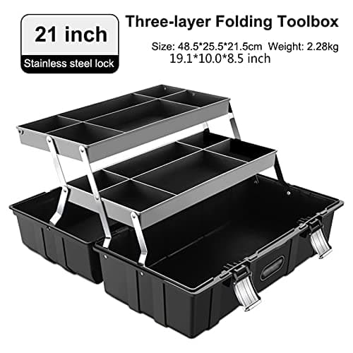 Tool Box Suitcase Tool Box Professional 3-layer Folding Toolbox Kit Case Hardware Repair Garage Plastic Material Glossy Home Storage Tool Case (Color : 21 Inch) — view 2