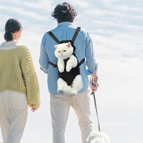 Dog Backpack Carrier, Legs Out Pet Carrier Backpack Pet Front Dog Backpacks Adjustable Breathable for Hiking Traveling for Small Medium Dogs Medium Travel Bag Black — view 6