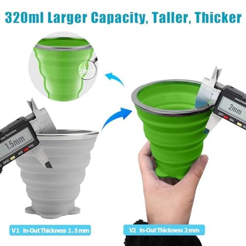 ddLUCK Silicone Collapsible Camping Cup, 320ml Foldable Travel Mug with Lid — view 5