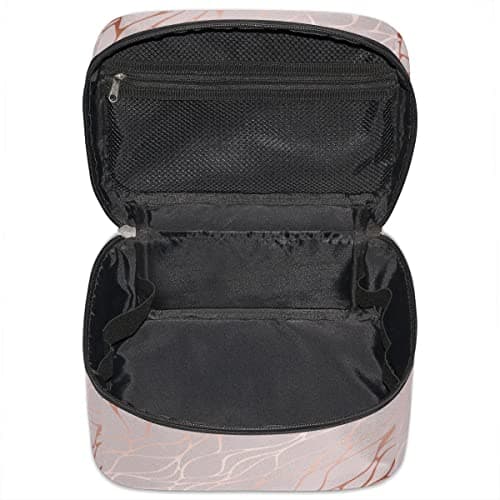 Makeup Bag Rose Gold Marble Travel Cosmetic Bags Vanity Case Portable Cosmetics Make Up Bag Zipper Pouch Case Organizer Waterproof Cosmetic Bags for Women Girls — view 4