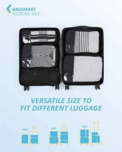 BAGSMART 6pcs Compression Travel Packing Cubes for Suitcases Backpack — view 3