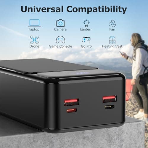 50000mah Power Bank 22.5W Fast Charging Portable Charger USB-C with 4 Outputs & 2 Inputs LED Display Huge Capacity External Battery Pack for iPhone, Samsung, iPad etc — view 3