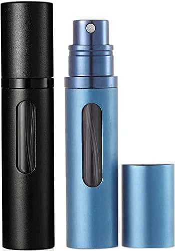Perfume Atomiser Refillable Perfume Bottle for Travel, Leaking Proof Mini Empty Perfume Spray Bottle for Women and Men, 8ml - Matte Black & Blue
