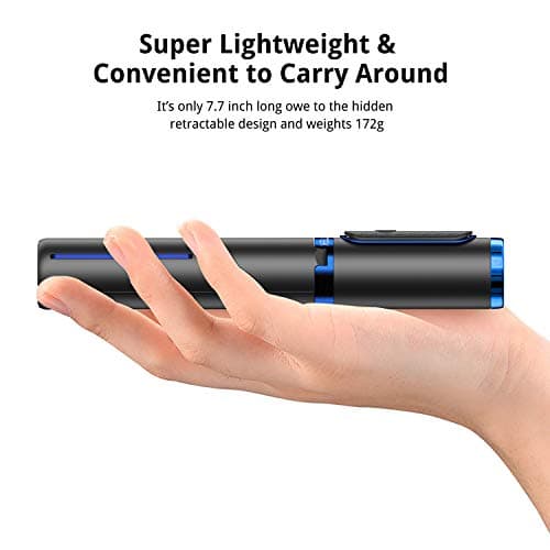 ATUMTEK Selfie Stick Tripod, 3-in-1 Extendable Aluminum Phone Tripod with Detachable Bluetooth Remote, Compatible with iPhone 17/16/15/14/13/12/11/11 Pro/XS Max/XR and Samsung Smartphones, Blue — view 5