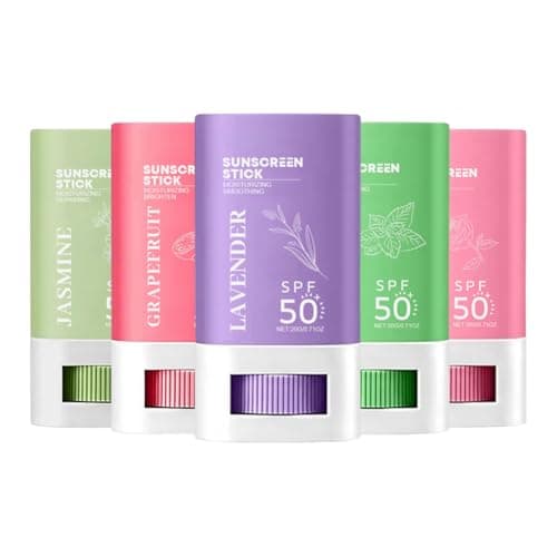 Wenrny Plant Scented Sunscreen Sticks for Face & Body,5 Pack Unisex Travel Size Moisturizing Sunscreen Stick Bulk for Summer,Lightweight Texture UVA/UVB Protection Roll On Sun Sticks,20g