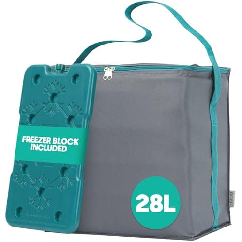 LIVIVO 28L Large Lunch Bag with Freezer Block - Insulated Lunch Bag for Men - Portable Thermal Lunch Bag with Handles, PEVA Lining, 600D Polyester - Mens Lunch Bag for Work, Picnics, Camping, Travel