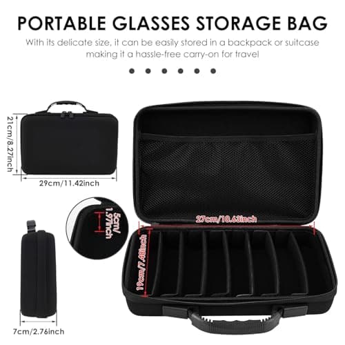 Foppla Hard Shell Travel Sunglass Case with Adjustable Dividers for Multiple Pairs, Waterproof Eyeglass Organizer Holder for Men Women, Magnetic Glasses Storage for Car and Home(8 card slots) — view 2