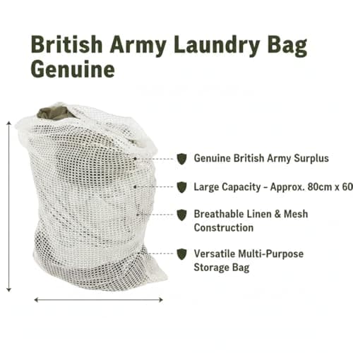 British Army Laundry Bag Genuine Military Surplus Linen Wash Sack White Mesh Net Clothing Storage Bag 80x60cm Army Issue Utility Storage — view 6