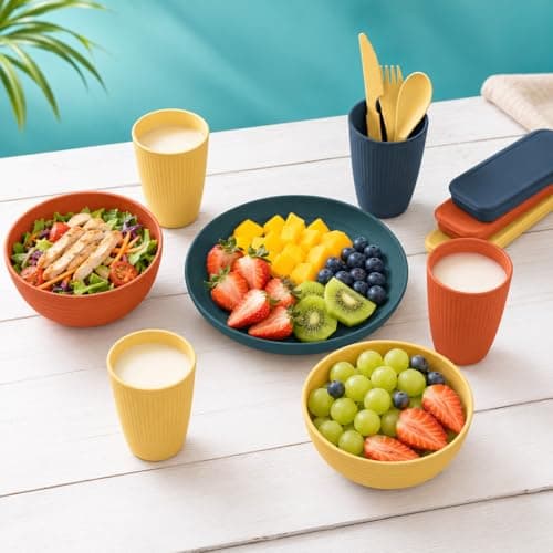 AURALIN Camping Dinnerware Set for 4 41 Pieces Food-Grade PP Canvas Bag — view 6