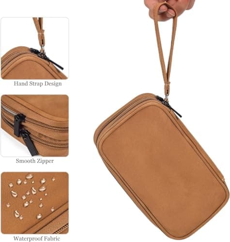 Electronic Organizer Travel Cable Accessories Case, Electronic Organizer Bag, Waterproof Electronic Accessories Organizer Case for Power Bank, Charging Cords, Chargers, Earphone, USB Cable - Brown — view 6