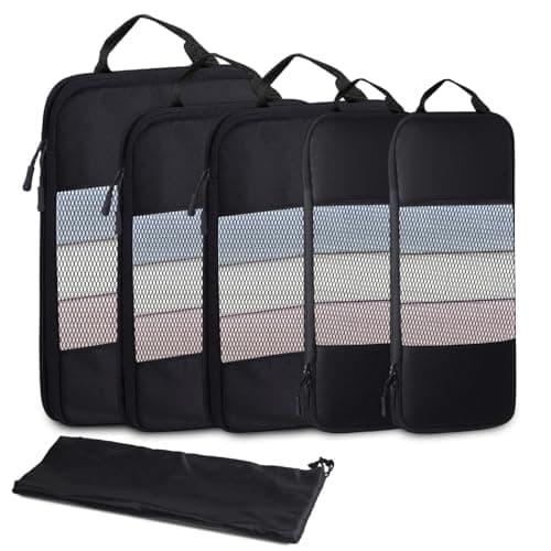 Compression Packing Cubes for Backpack,Travel Organisers, 6PCS Travel Packing Cubes for Suitcases Extensible Suitcase Organiser Bags(Black)